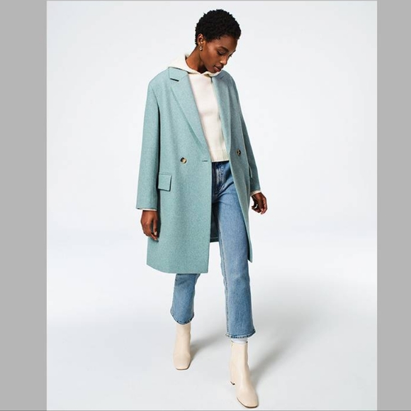 ⛔️SOLD⛔️🆕️NWT Club Monaco Double Breasted Wool Blend Coat in 'Green' - Picture 3 of 13